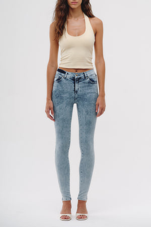 Skinny Jeans Tiro Medio - Blanco Nieve