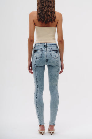 Skinny Jeans Tiro Medio - Blanco Nieve