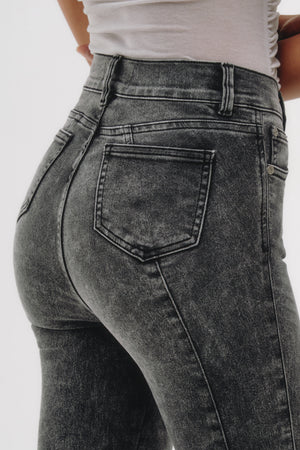 Skinny Jeans Tiro Medio - Gris Oscuro