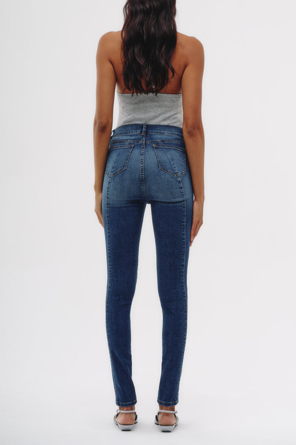 Skinny Jeans Tiro Medio - Azul Clásico