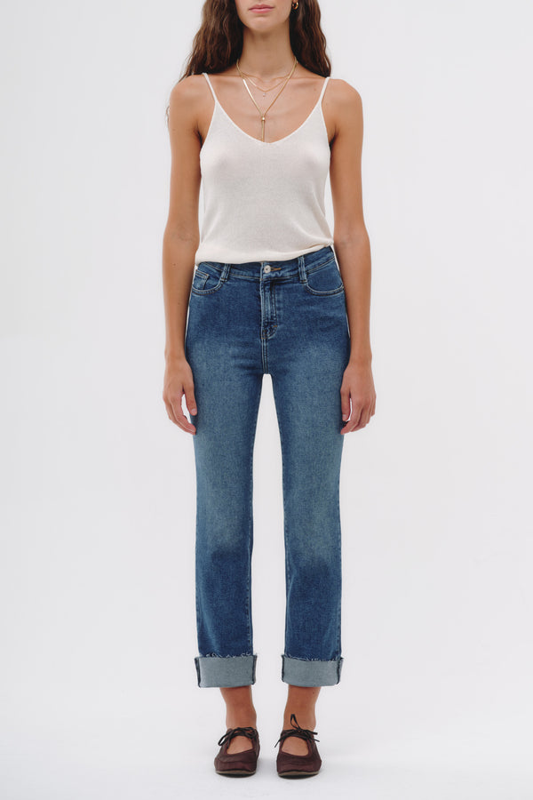 Wide Leg Jeans - Atenas Azul Medio