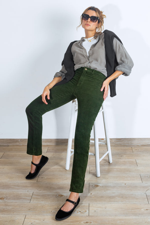 Pantalón Slim de Pana - Sienna Collection - Verde
