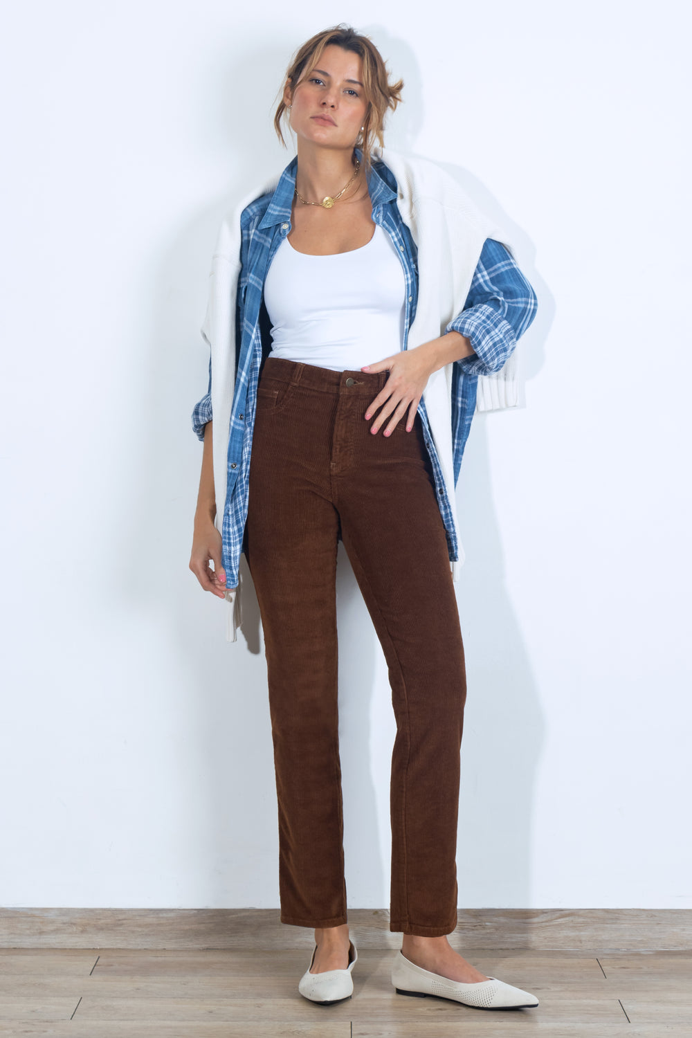 Pantalón Slim de Pana - Sienna Collection - Café
